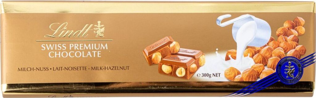 Lindt Schokoriegel Milch mit gerösteten Haselnüssen 300 Produktbild 