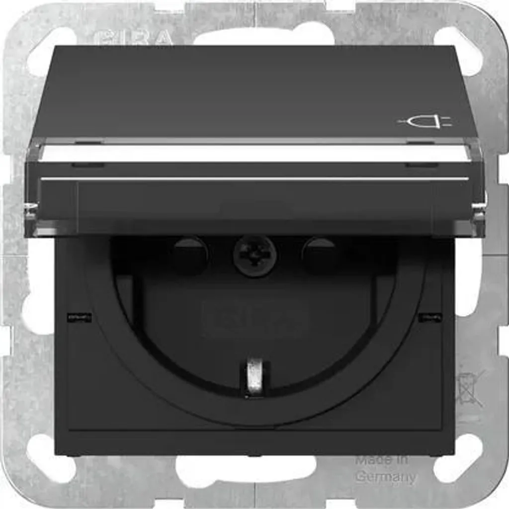 Prise de Courant Noir Mat Gira Système 55 pour Pose Encastrée 4557005