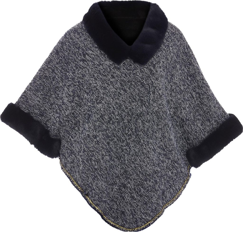 OSHA damen strickponcho - marine, M