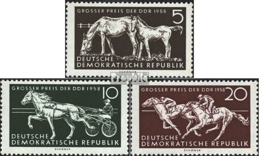 Briefmarken DDR 1958 Mi 640-642 (kompl.Ausgabe) gestempelt Pferderennen Großer Preis der DDR