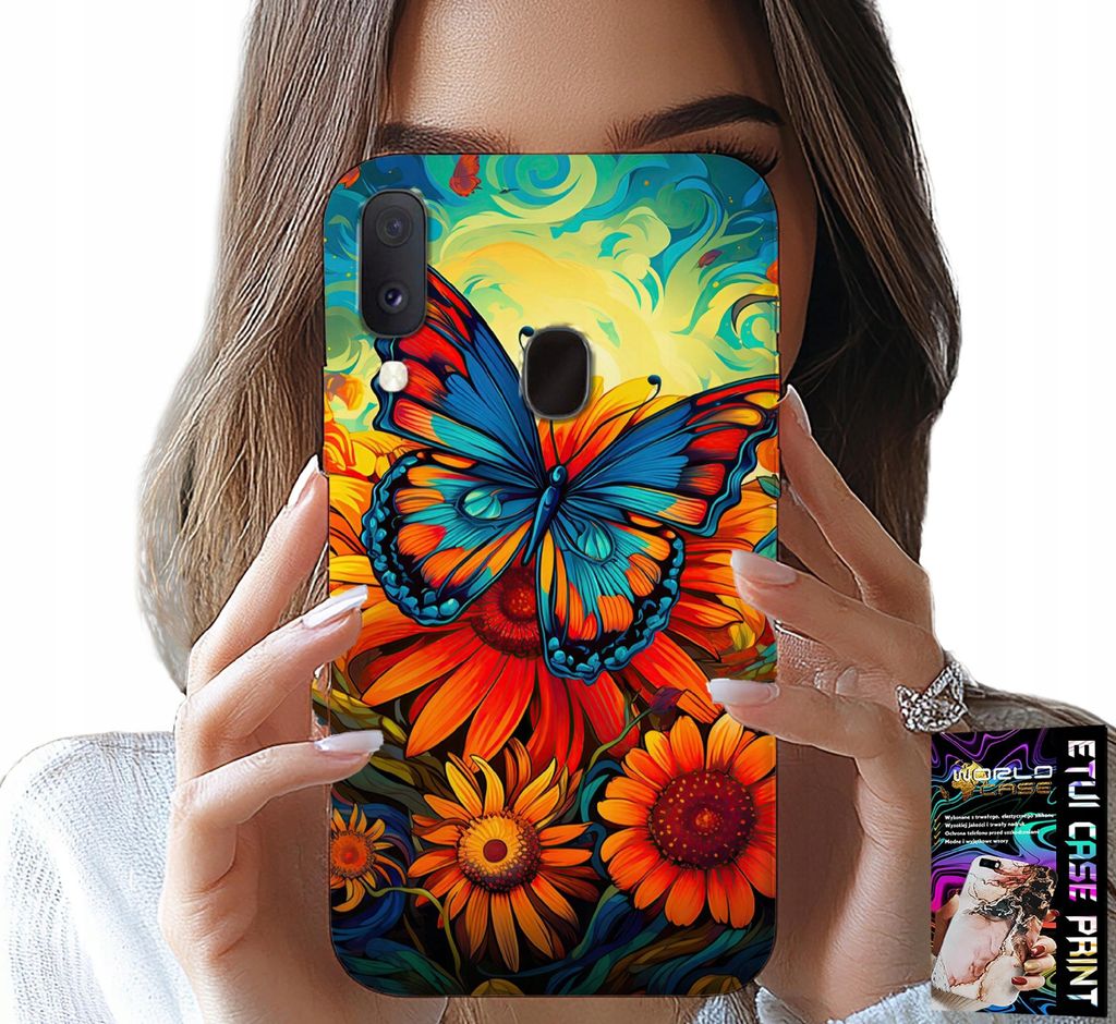 Hülle Für Samsung Galaxy A40 - Schmetterlinge Schmetterlinge Blumen Rosen Hülle