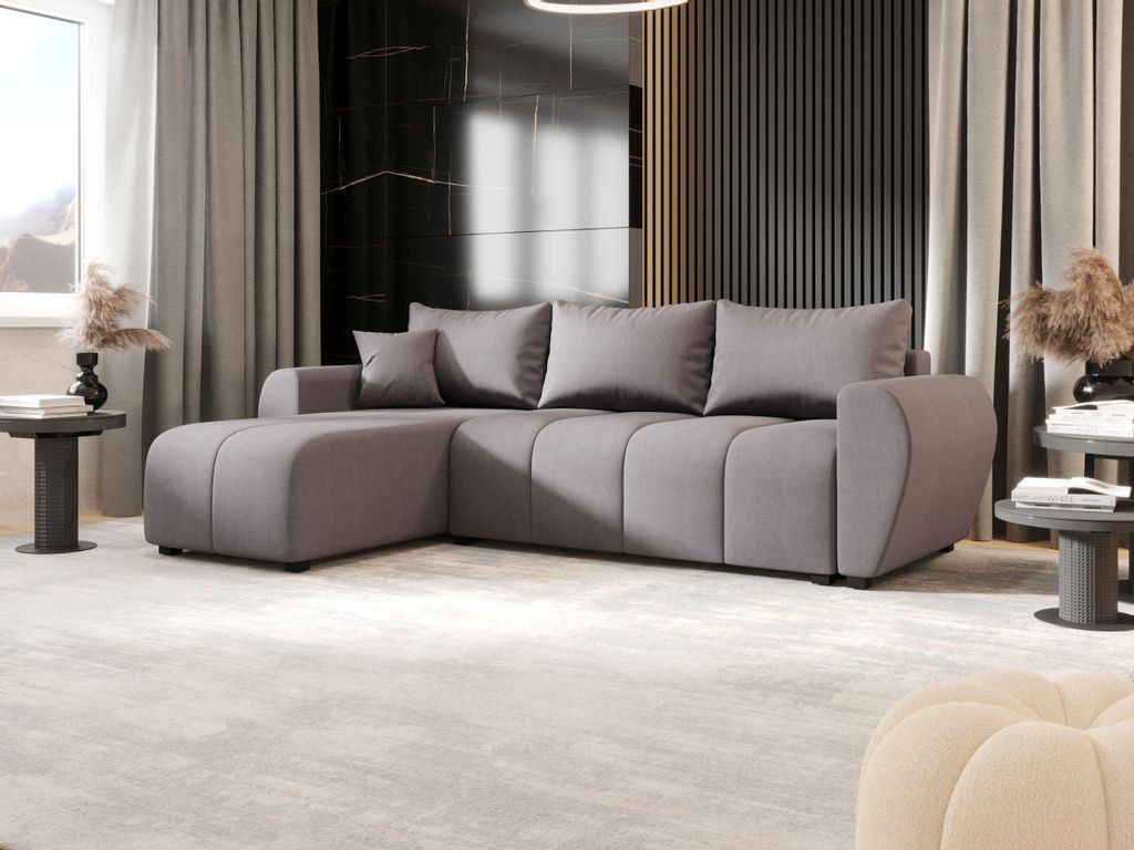 BEDANTE ECKSOFA MOLISA L Cosmic 160 Links Grau mit Schlaffunktion L-Form Sofa mit Stauraum Bettkasten Wohnzimmersofa Couch Sofa Bettsofa Bettkasten...