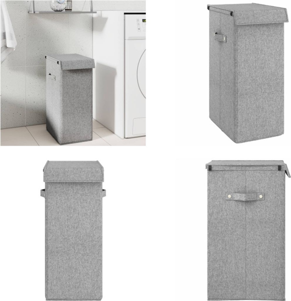 vidaXL Faltbarer Wäschekorb Grau 26 x 34,5 x 59,5cm Leinenimitat Stoff - Wäschekorb - Wäschekörbe - Wäschesack - Wäschesäcke