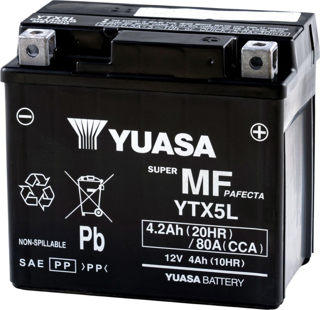 YUASA YTX5L WC 12V 4,2Ah/C20 - 80A (EN) Motorradbatterie WF Produktbild 