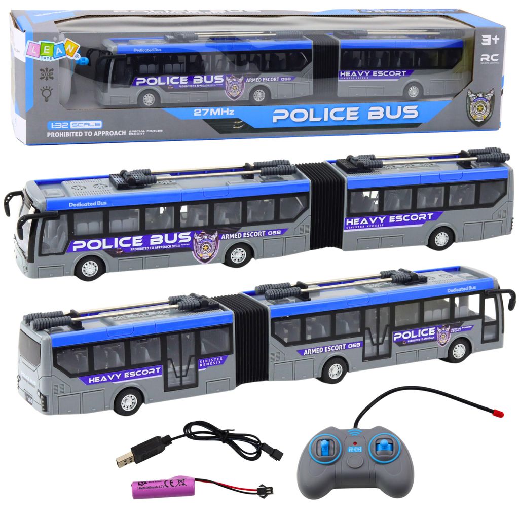 Zdalnie sterowany autobus przegubowy RC Police Szary 1:32 Zdjęcie produktu 