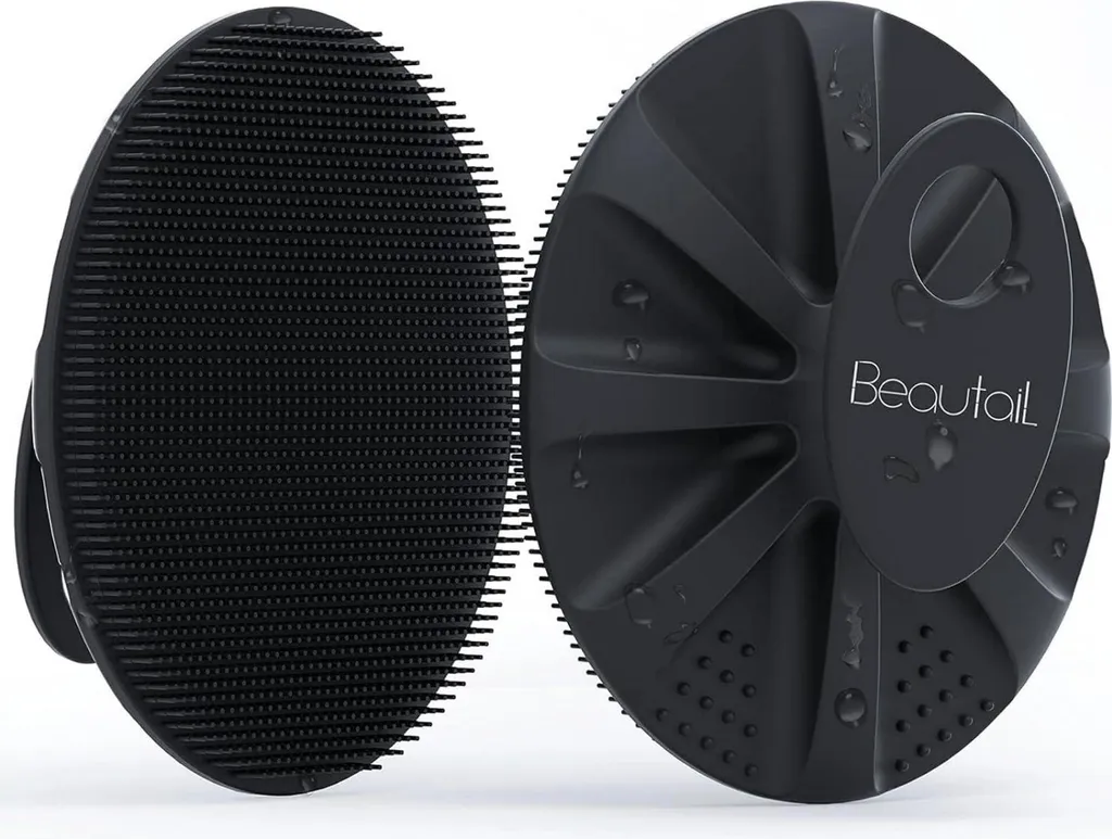 Brosse Corps Silicone BEAUTAIL Noire pour Bain et Exfoliation Douce