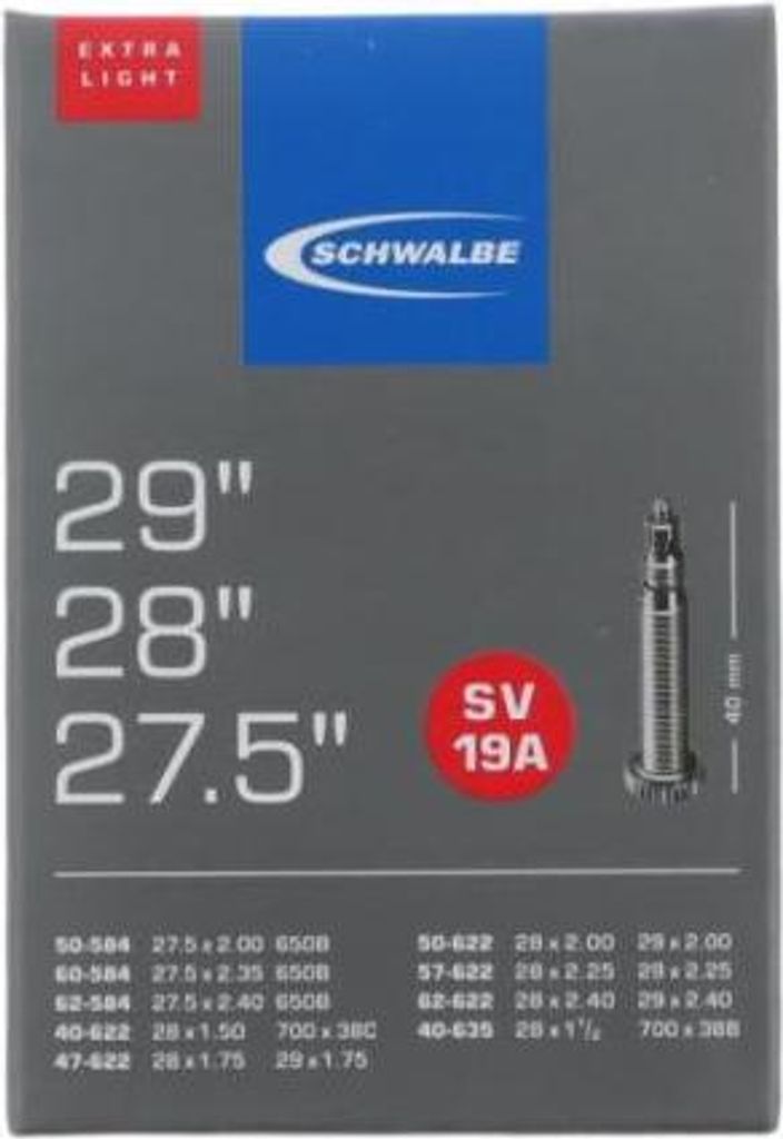 Schwalbe 1x Schlauch SV19A extra leicht (40/62-584/635) - 27,5/28/29x1.50-2.4...
