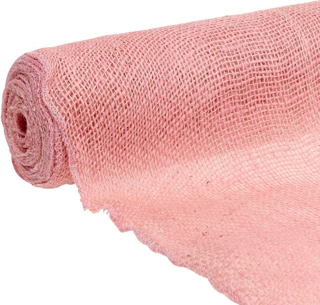 Tischband Jute Rosa 50cm x 9,10m - Vintage Tischläufer für Hochzeiten und Dekoration