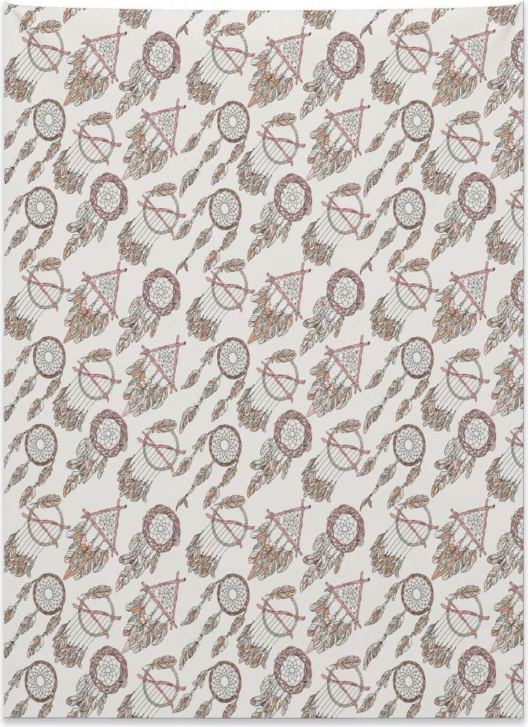 Abakuhaus Feder Wandteppich, Native Traumfänger aus Weiches Mikrofaser Stoff Kein Verblassen Klare Farben Waschbar, 110 x 150 cm, Hellbraun Beige ...