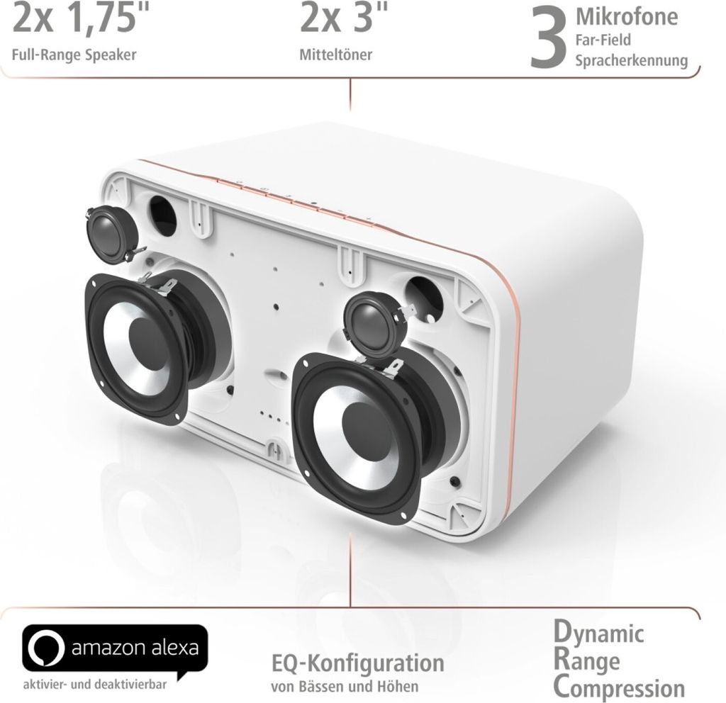 Hama Smart-Speaker "SIRIUM2000AMBT", Alexa/Bluetooth®, Weiß Produktbild 4