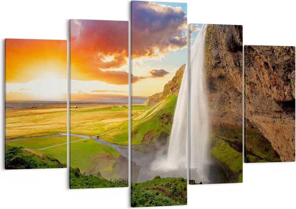 Bild auf Leinwand - Leinwandbild - Geologie island Wiese - 150x100cm - Wand Bild - Wanddeko - Leinwanddruck - Bilder - Kunstdruck - Wanddekoration ...