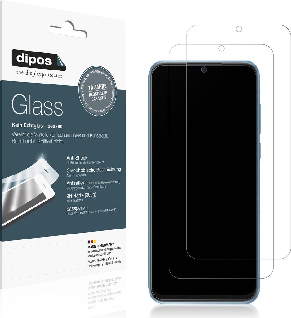 2x Schutzfolie für OSCAL C60 matt - Anti-Shock 9H Folie dipos Glass Kunststoffglas