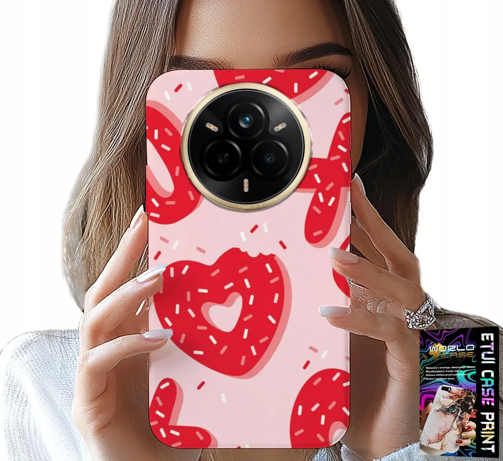 Custodia Protettiva Realme 14 Pro+ 5G Cuore + Vetro Salva-Schermo
