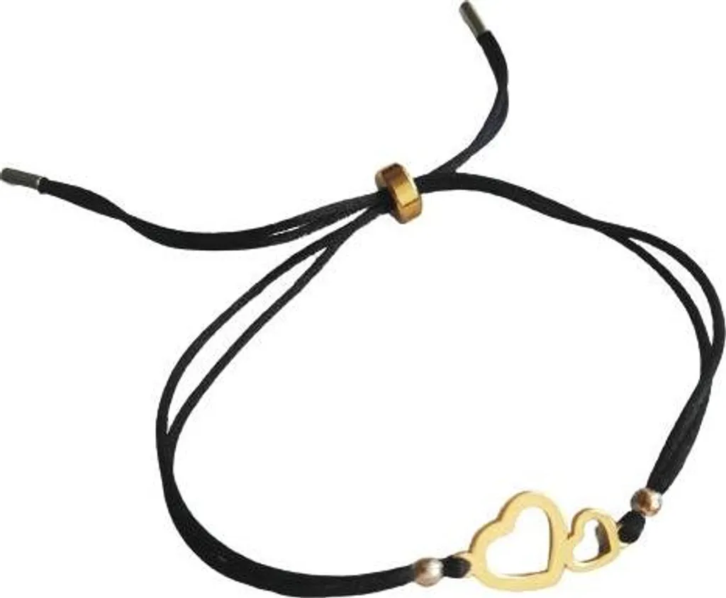 Bracciale Elegante Acciaio Nero Cuori Regolabile - Collezione 2026