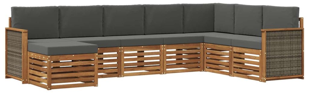 vidaXL Outdoor-Sofagarnitur mit Kissen 6 pcs Natur und Anthrazit