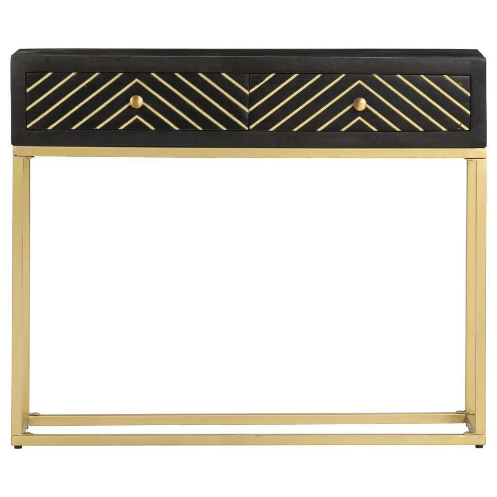 "WINTER SALE"Flurschrank - elegante Design - Mehrzweckschrank - Konsolentisch Schwarz und Golden 90x30x75 cm Mango Massivholz - Kommoden NEU6658820