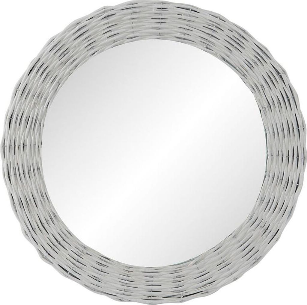 Wandspiegel DKD Home Decor Weiß Cottage Flechten Ø 60 cm 63 x 4 x 63 cm