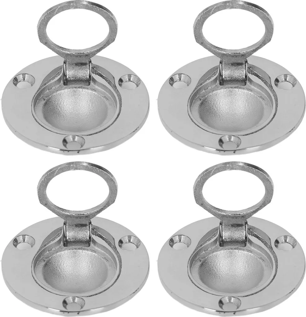Poignée encastrée ronde inox M5 lot de 4 pour trappe et pont de marine