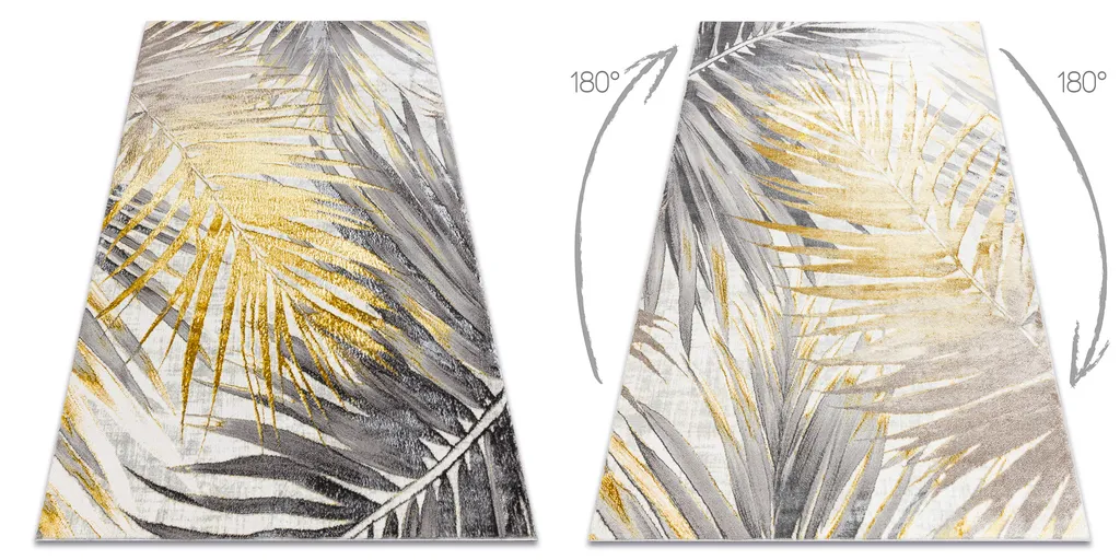 Grand Tapis de Salon Moderne 180x270 cm Jaune et Gris Motif Palmier Chic