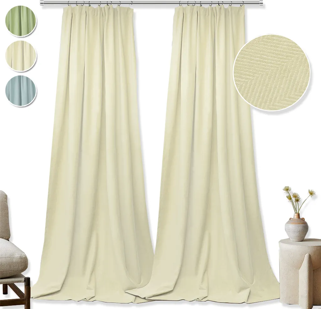 Rideau velours blanc crème isolant froid et lumière pour salon 132x213cm