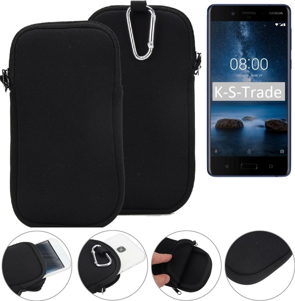 K-S-Trade Neopren-Hülle Handy-Hülle kompatibel mit Nokia 8 Schutzhülle Neoprenhülle Sleeve Schutz-Hülle Gürtel Tasche Case Holster Handytasche