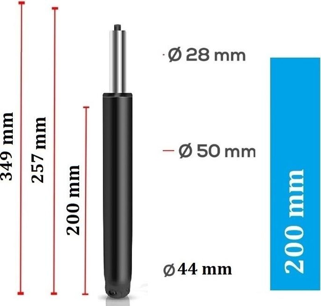 Gasdruckfeder Für Bürostühle – 255 Mm, Schwarz, Edelstahl & ABS, 360° Drehbar, Leise, Einfache Montage – Ersatzgaslift Für Drehstühle & Chefsessel
