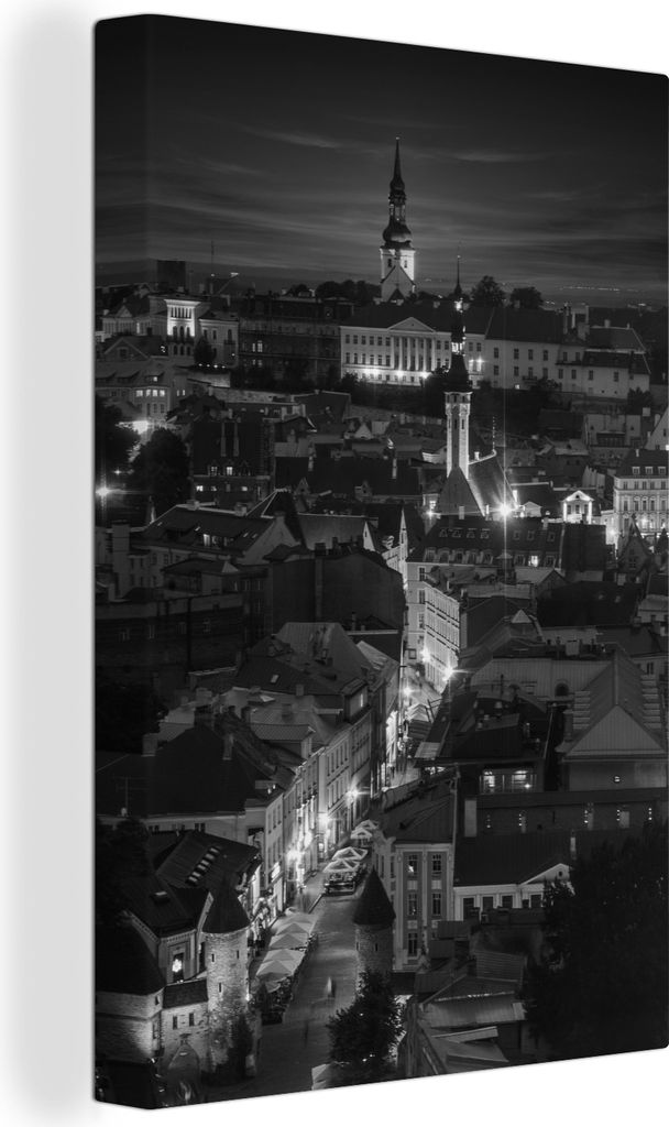 OneMillionCanvasses - Leinwandbilder - 90x140 cm, Estland - Tallinn - Schwarz - Weiß, Wandbilder Kunstdruck Wanddekoration - Foto auf Leinwand -...