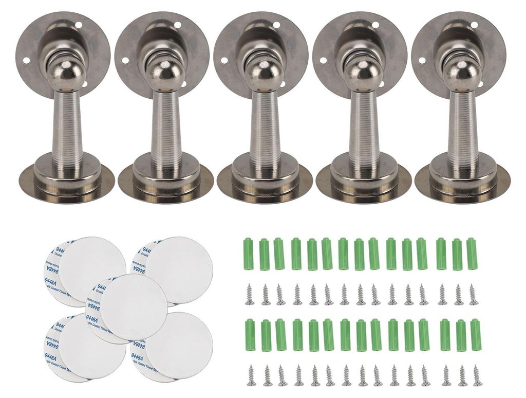 5 Stück magnetischer Türstopper aus Edelstahl, einfache Installation, starker Magnetstopper für Büro, Schlafzimmer, Schrank, Hotel