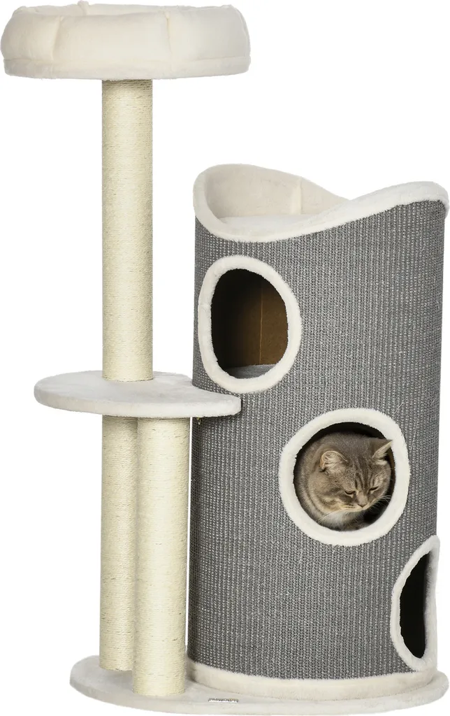 Arbre à grimper pour chat d'appartement avec zones de repos et de jeu
