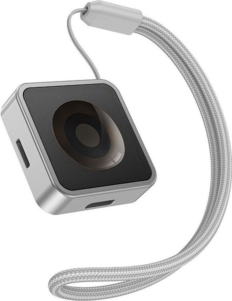 Magnetisches Ladegerät - USB-C - Schlüsselanhänger kompatibel mit Watch, Induktionsladegerät Silber