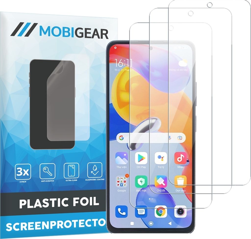 Mobigear Xiaomi Redmi Note 11 Pro 4G Displayschutz Schutzfolie - Hüllenfreundlich (3er Pack)