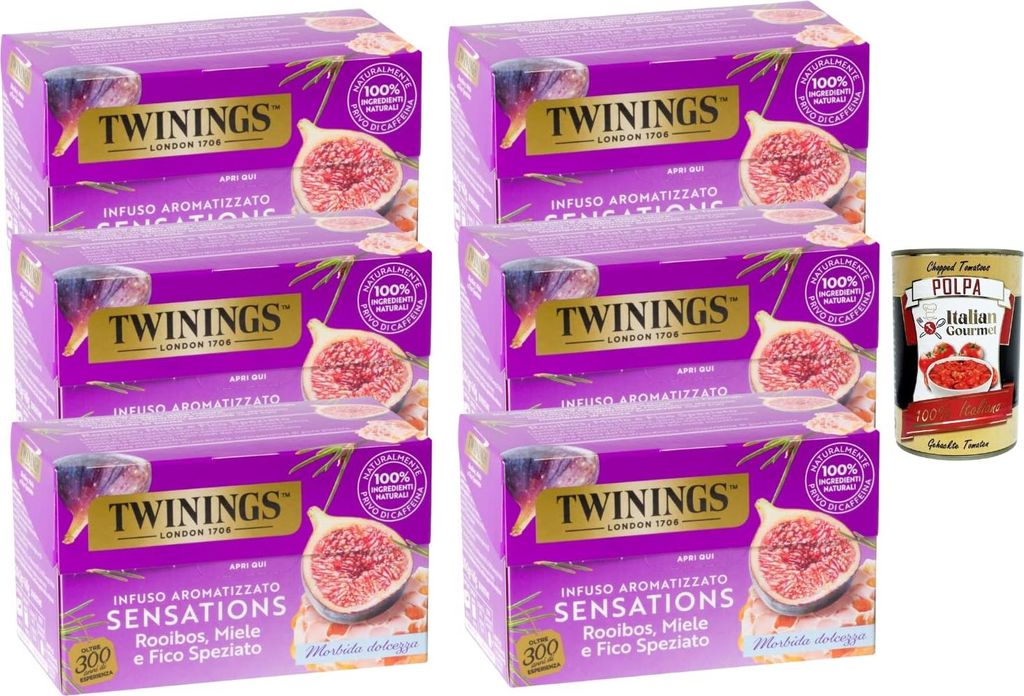 Italian Gourmet Rooibos Tee mit Honig & Würzfeige – 6 x 20 Teebeutel (240 g), koffeinfrei, aromatisierter Rooibostee, heiß oder kalt, Vorratspa...