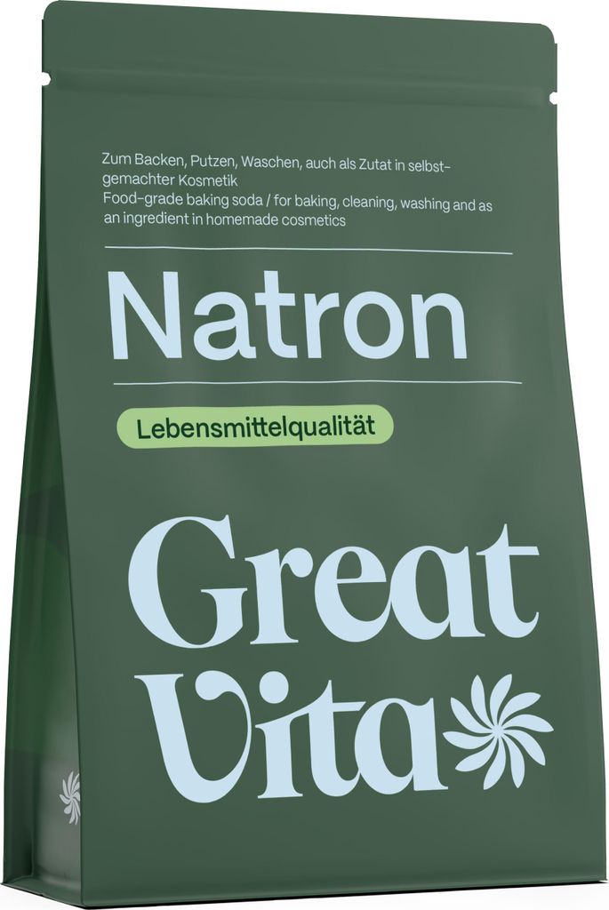 GreatVita Natron Pulver 800g | Lebensmittelqualität E500ii, Backpulver Backsoda