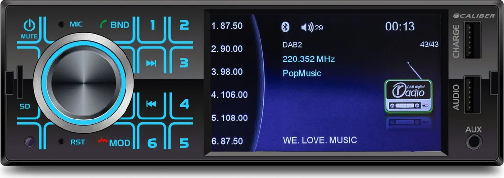 Caliber RMD404DAB-BT Autoradio Bluetooth DAB+ avec Écran 4 Pouces USB - 5