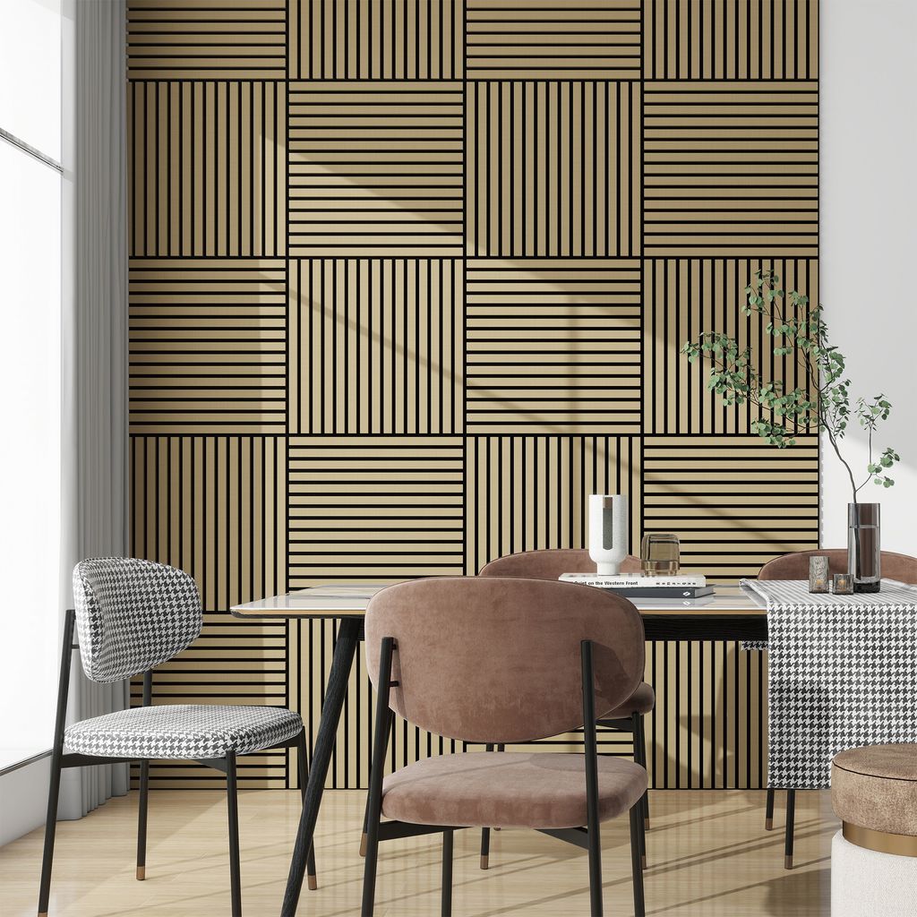 3D Akustik-Wandpaneel 12er Set 'Vang' mit geradlinigen Lamellen 4,32 m² Eichenoptik