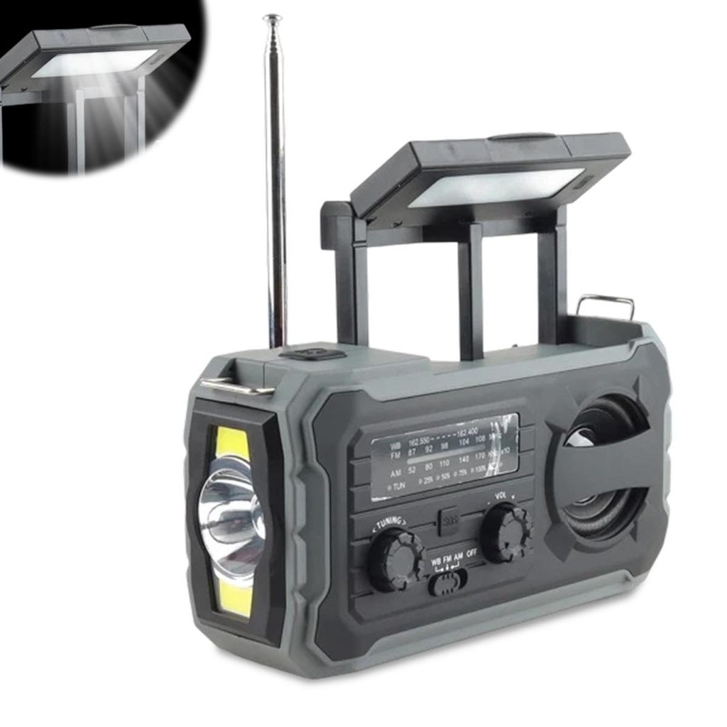 Solar radio,4000mAh Kurbel Notfall Dynamo,Multifunktion Tragbares Outdoor Radio,mit LED-Taschenlampe,AM/FM Wetter,Notfall SOS Alarm