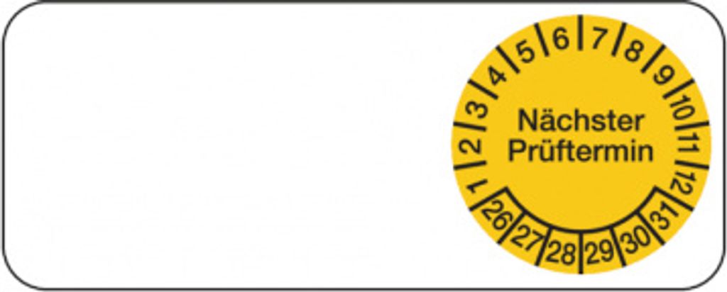 Dreifke Aufkleber Kabelprüfplakette, Nächster Prüftermin, Gelb/Schwarz, Foli...