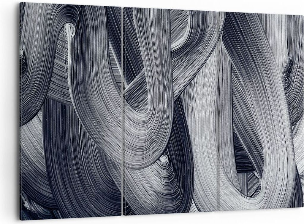 Bild auf Leinwand - Leinwandbild - 3 Teile - Farbe Pinsel Schwarz - 105x70cm - Wand Bild - Wanddeko - Wandbilder - Leinwanddruck - Bilder - Wanddek...