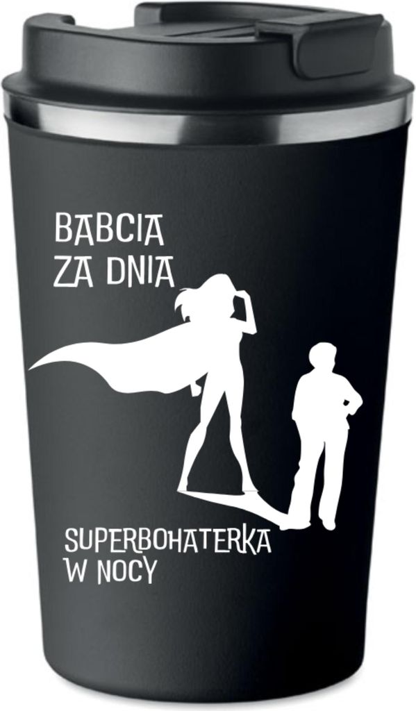 Premium Thermobecher schwarz Oma Superheldin Geschenk Tag KT_255