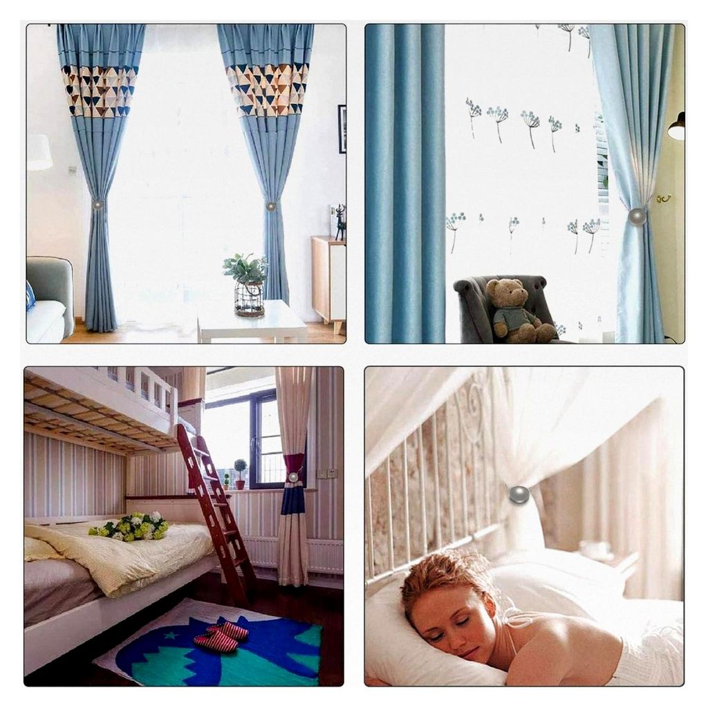 2 Stück Magnetische Vorhang Raffhalter Halterungen Clips Katzenauge Dunkelgrau für Fenster Wohnzimmer Büro Dekoration