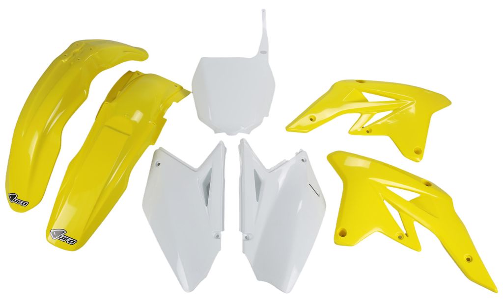 Verkleidungskit UFO PLAST 7-teilig Verkleidungssatz Kunststoff für Suzuki RM-Z 250 ccm Bj. 2007 - 2009, Farbe:gelb / weiß