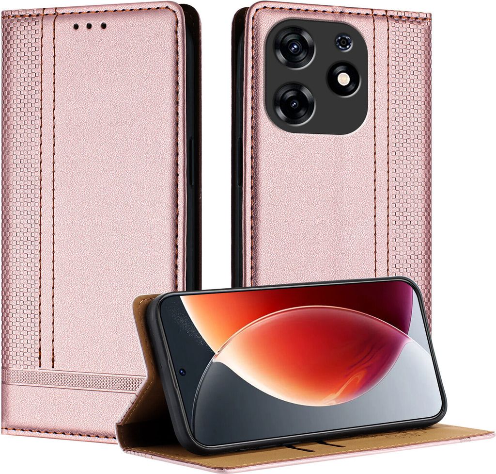 Handyhülle für Tecno Spark 10 Pro Leder Flip Klappbare Schutzhülle mit Standfunktion Pink