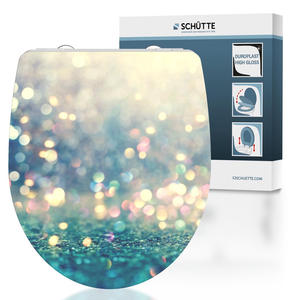 SCHÜTTE Duroplast HG WC Sitz MAGIC LIGHT, Toilettendeckel mit Absenkautomatik und Schnellverschluss
