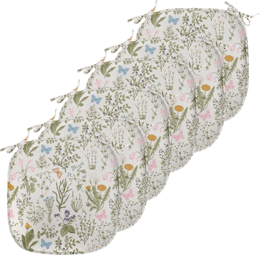 ABAKUHAUS Blumen Polster für Esszimmerstühle, Vintage Garden Plants, Dekoratives wasserfestes Kissen mit Riemen für Küchensitze, 40 cm x 40 cm-...