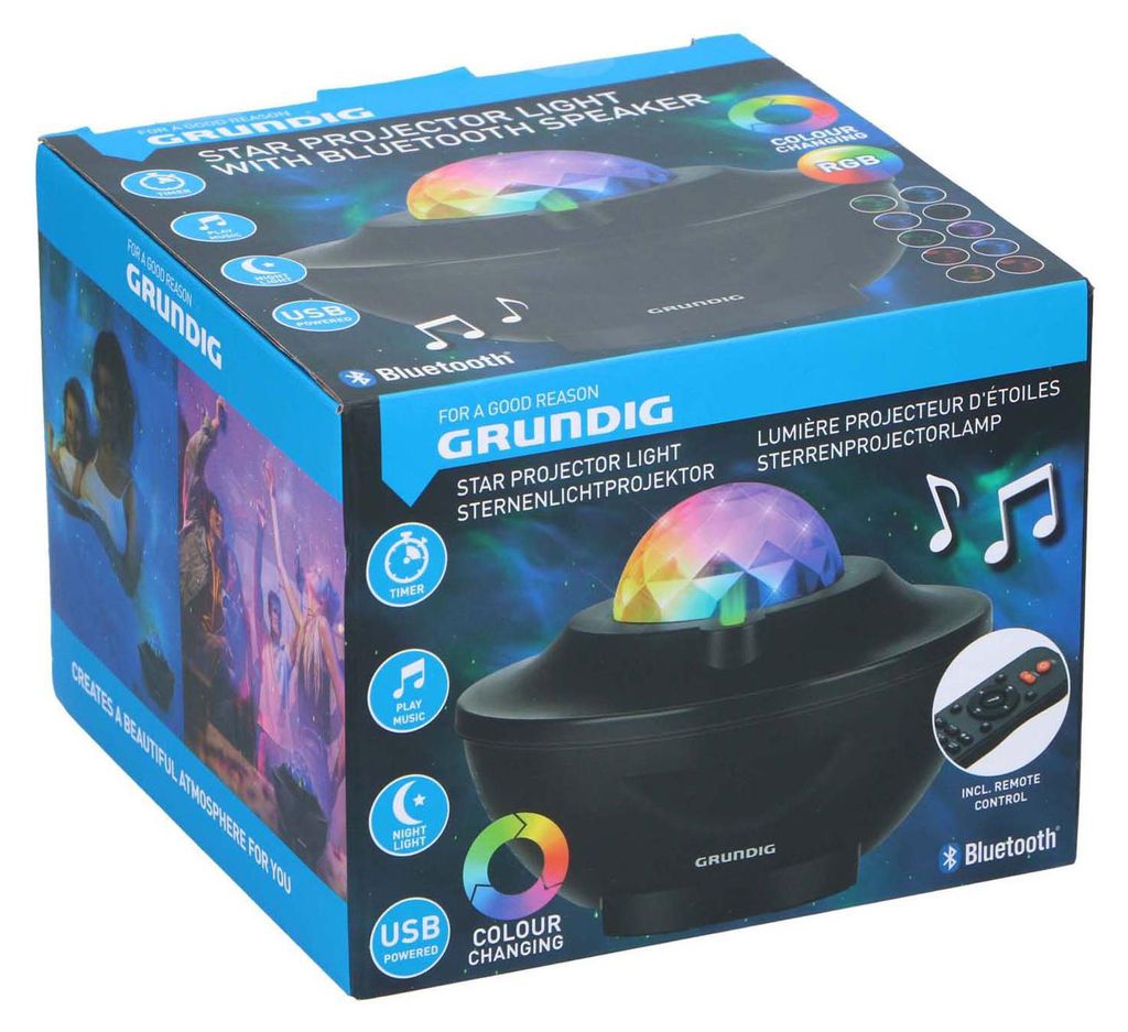 Sternprojektor Lampe LED Bluetooth Lautsprecher schwarz Schlafzimmer Atmosphäre