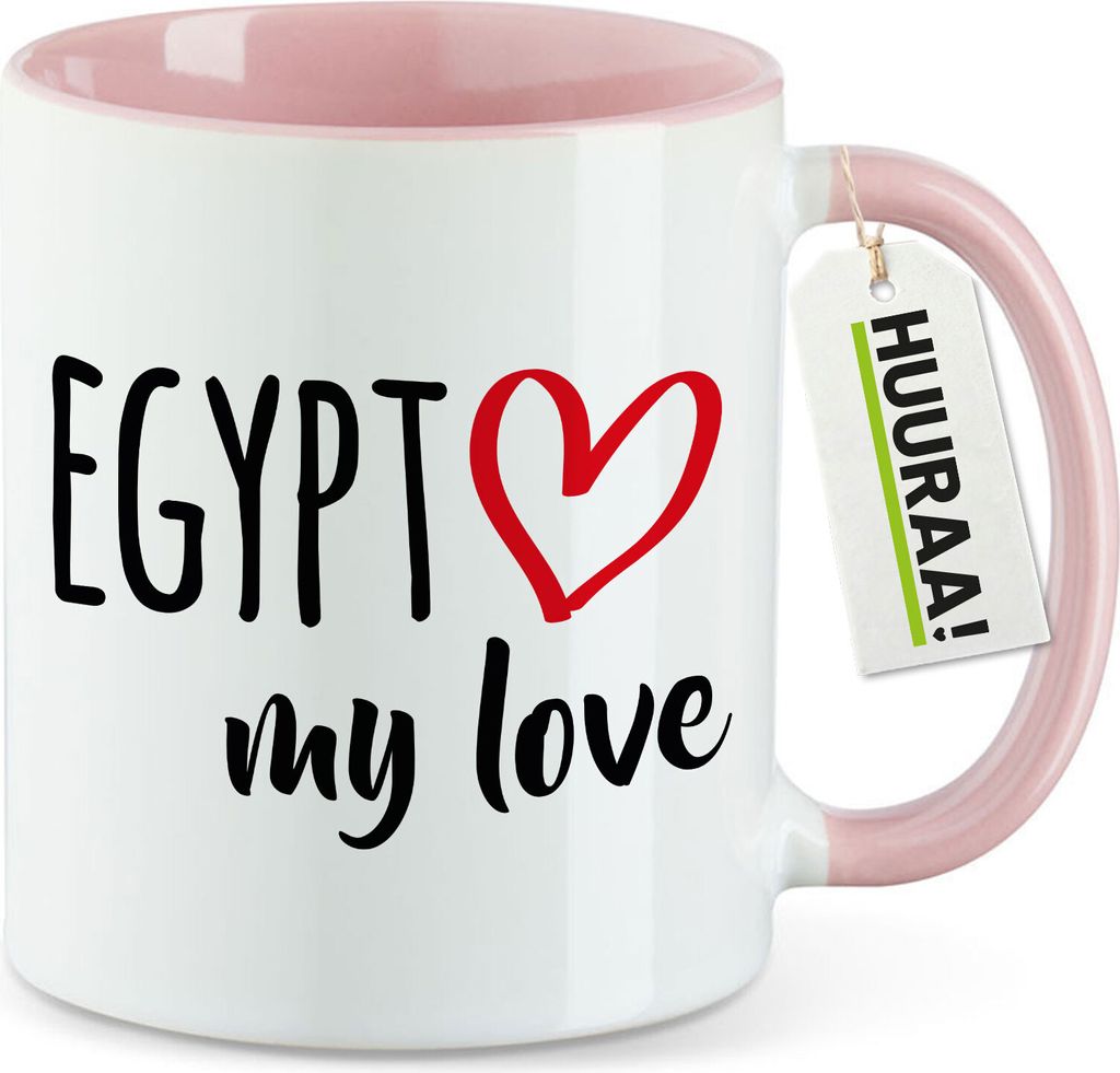Huuraa Kaffeetasse Egypt my love 330ml Rosa Keramik Kaffeebecher Geschenkidee