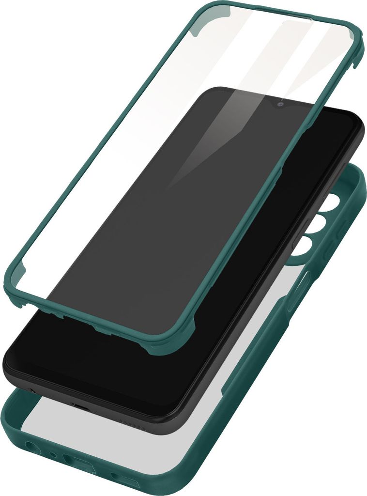 Rundumhülle Samsung A13 4G, transparente Rückseite + Silikon Bumper – Dunkelgrün