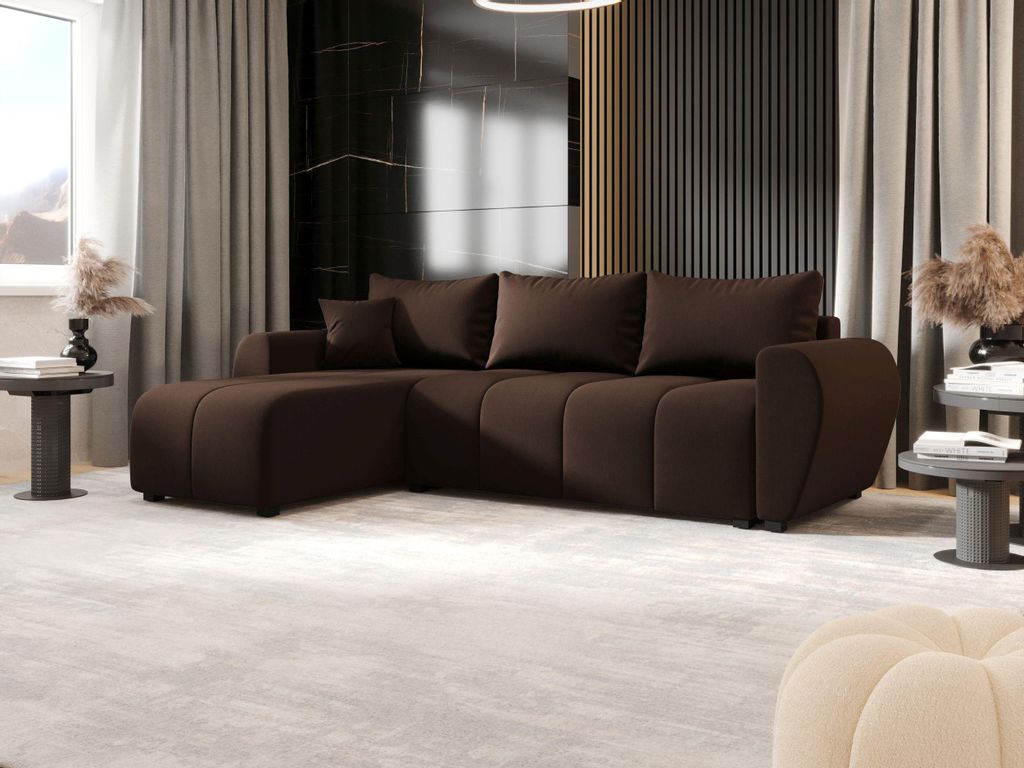 BEDANTE ECKSOFA MOLISA L Cosmic 800 Links Braun mit Schlaffunktion L-Form Sofa mit Stauraum Bettkasten Wohnzimmersofa Couch Sofa Bettsofa Bettkaste...