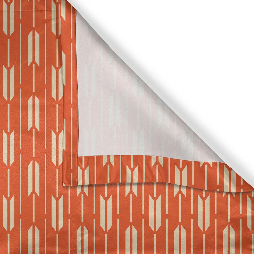 Paire de Rideaux à Œillets Géométriques 280x175cm Crème et Vermillon