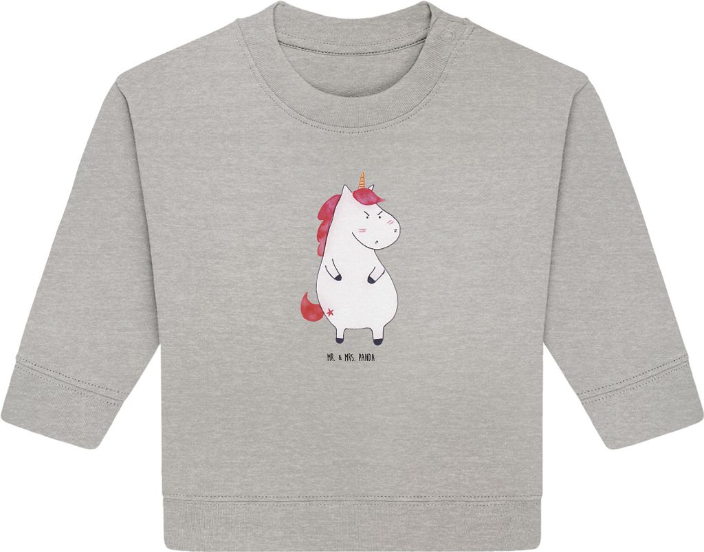 Mr. & Mrs. Panda Organic Baby Pullover Einhorn Wut 6. - 12. Monat - Heather Grey - Geschenk, Unicorn, Arbeit, Spaß, Nein, Lustig, Einhörner, Bull...